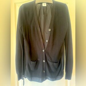 CAbi jet black knit and Ron backed but cardigan